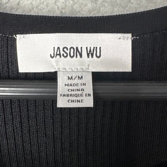 Jason Wu Criss Cross Tie Sweater Ribbed Knit Black Stretch Size M NWOT - Picture 8 of 10